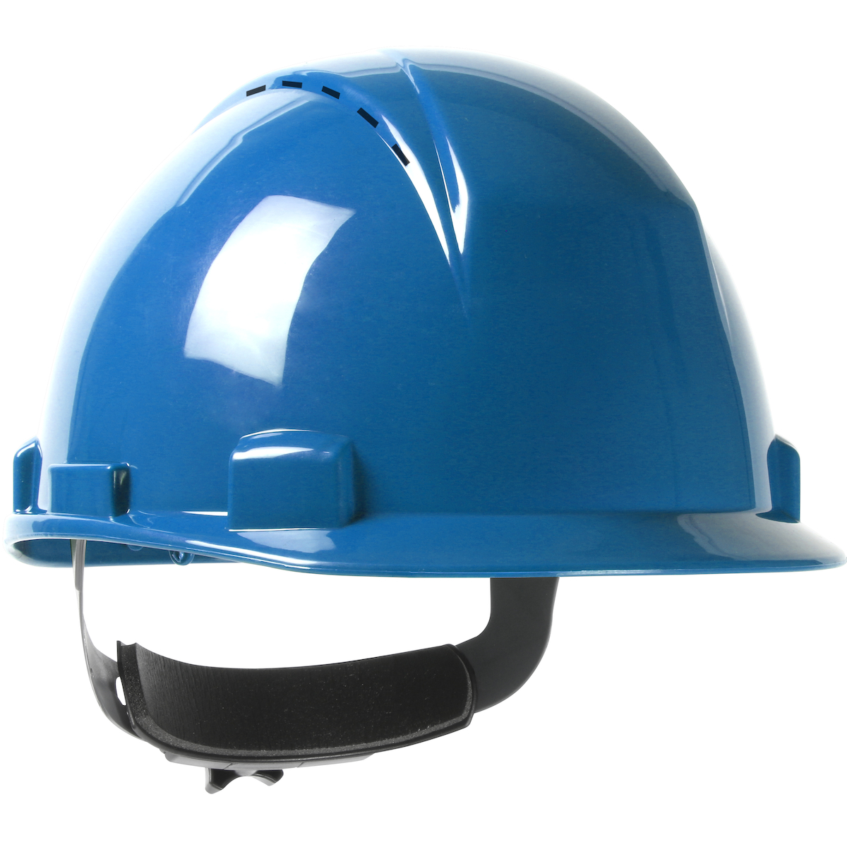 Short Brim, Vented, Cap Style Hard Hat with HDPE Shell, 4-Point Textile Suspension and Wheel Ratchet Adjustment, Sky Blue, OS