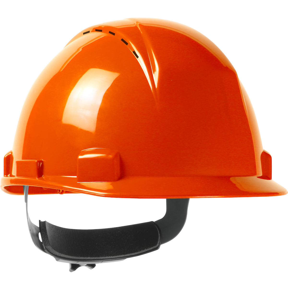 Short Brim, Vented, Cap Style Hard Hat with HDPE Shell, 4-Point Textile Suspension and Wheel Ratchet Adjustment, Hi-Vis Orange, OS