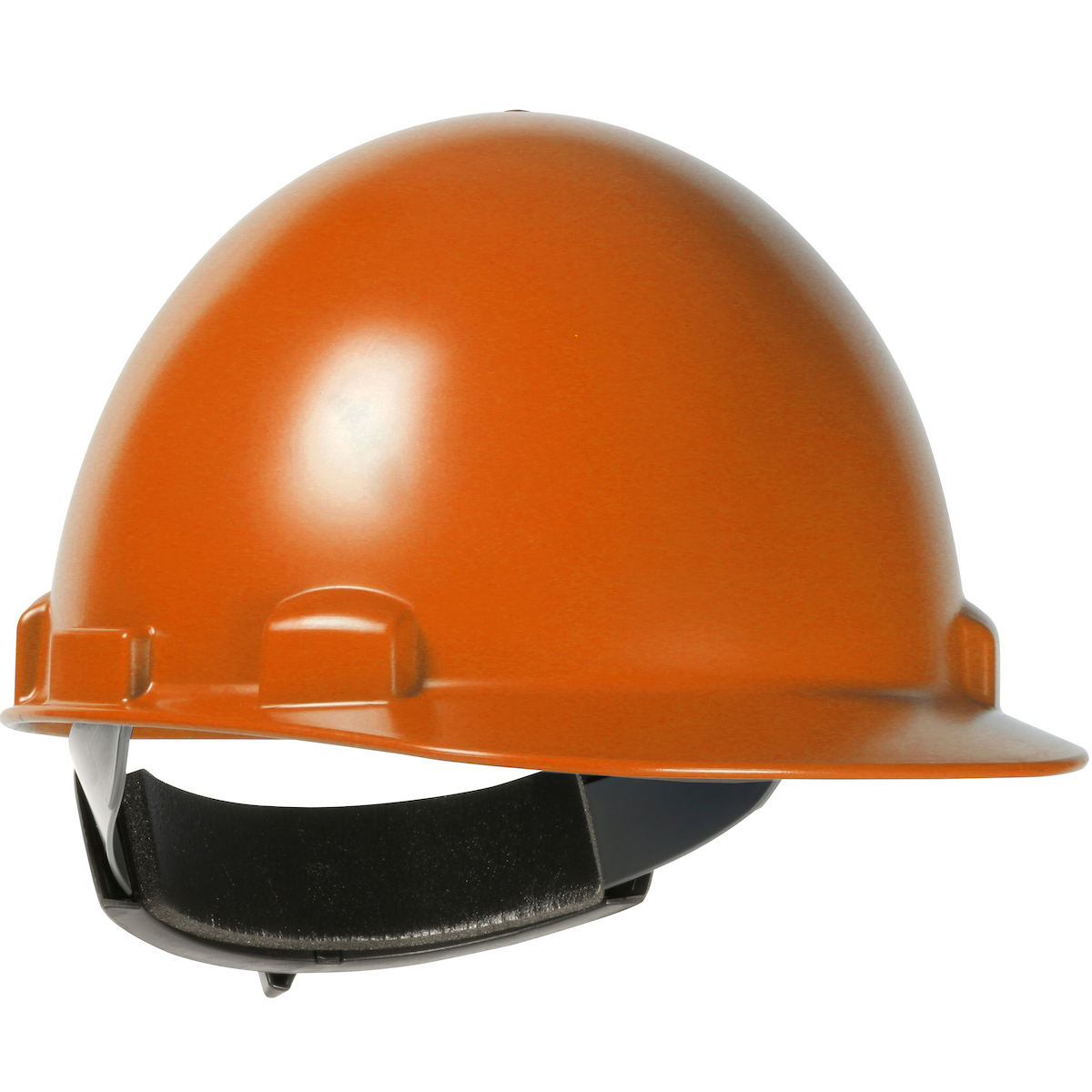 Cap Style Smooth Dome Hard Hat with Polycarbonate Shell, 4-Point Textile Suspension and Swing Wheel-Ratchet Adjustment, Orange, OS