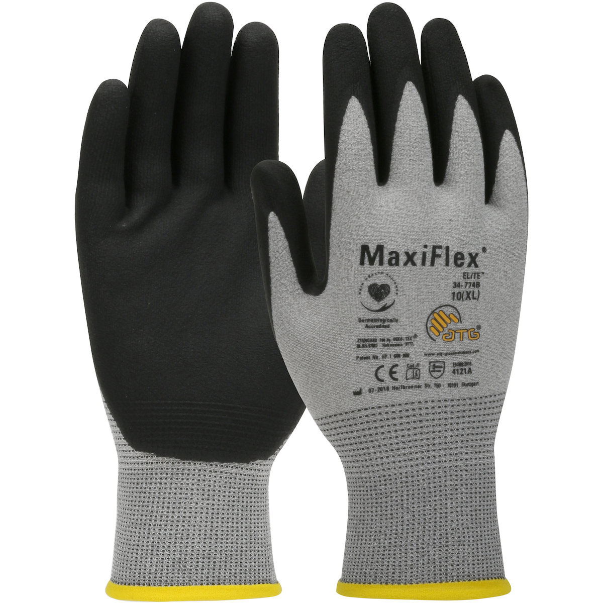 Anti-Static Seamless Knit Nylon Glove with Nitrile Coated MicroFoam Grip on Palm & Fingers - Touchscreen, Gray, L