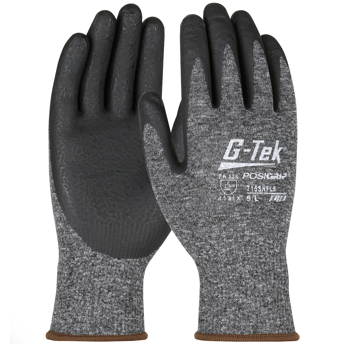 Seamless Knit Nylon Glove with Nitrile Coated Foam Grip on Palm & Fingers, Salt & Pepper, XS