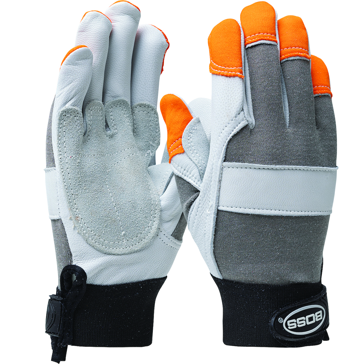 Boss® FR Goatskin Leather Glove with Split Cowhide Palm Patch and Nomex® Back - Hi-Vis FR Fingertips