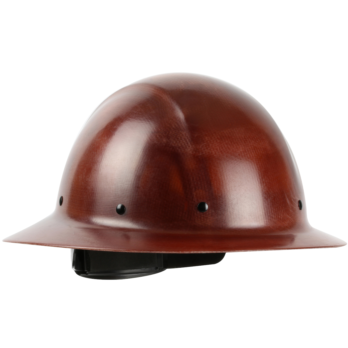 Full Brim Smooth Dome Hard Hat with Fiberglass Resin Shell, 8-Point Riveted Textile Suspension and Wheel-Ratchet Adjustment, Natural Brown, OS