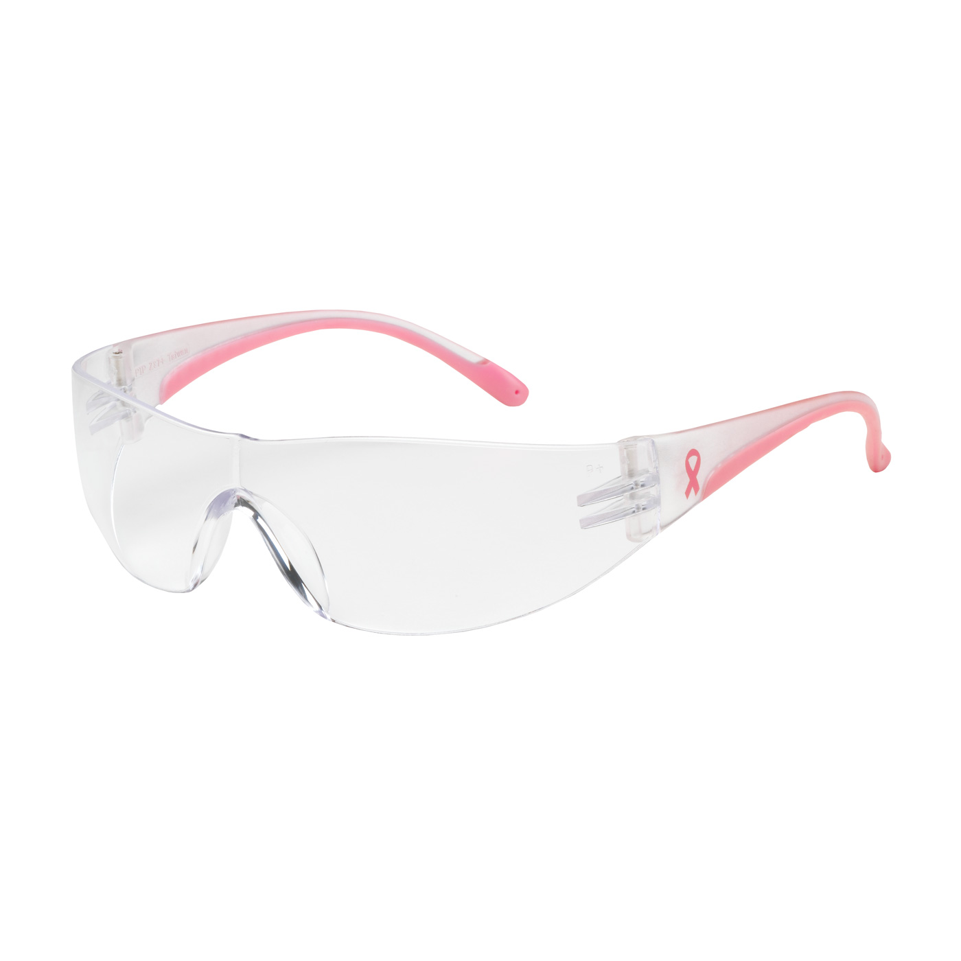 Rimless Safety Glasses with Clear / Pink Temple, Clear Lens and Anti-Scratch / Anti-Fog Coating, Pink, OS