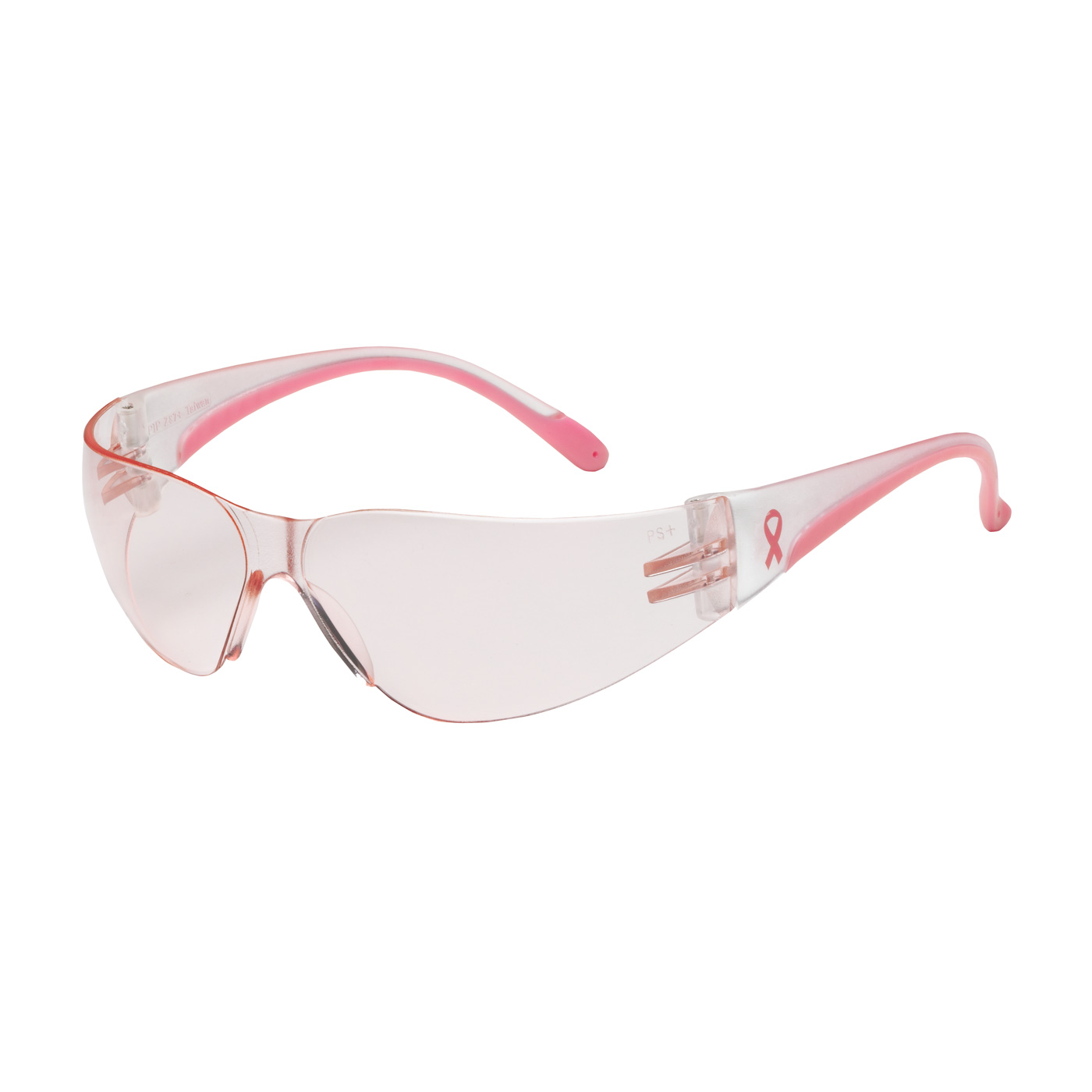 Rimless Safety Glasses with Clear / Pink Temple, Pink Lens and Anti-Scratch Coating, Pink, OS