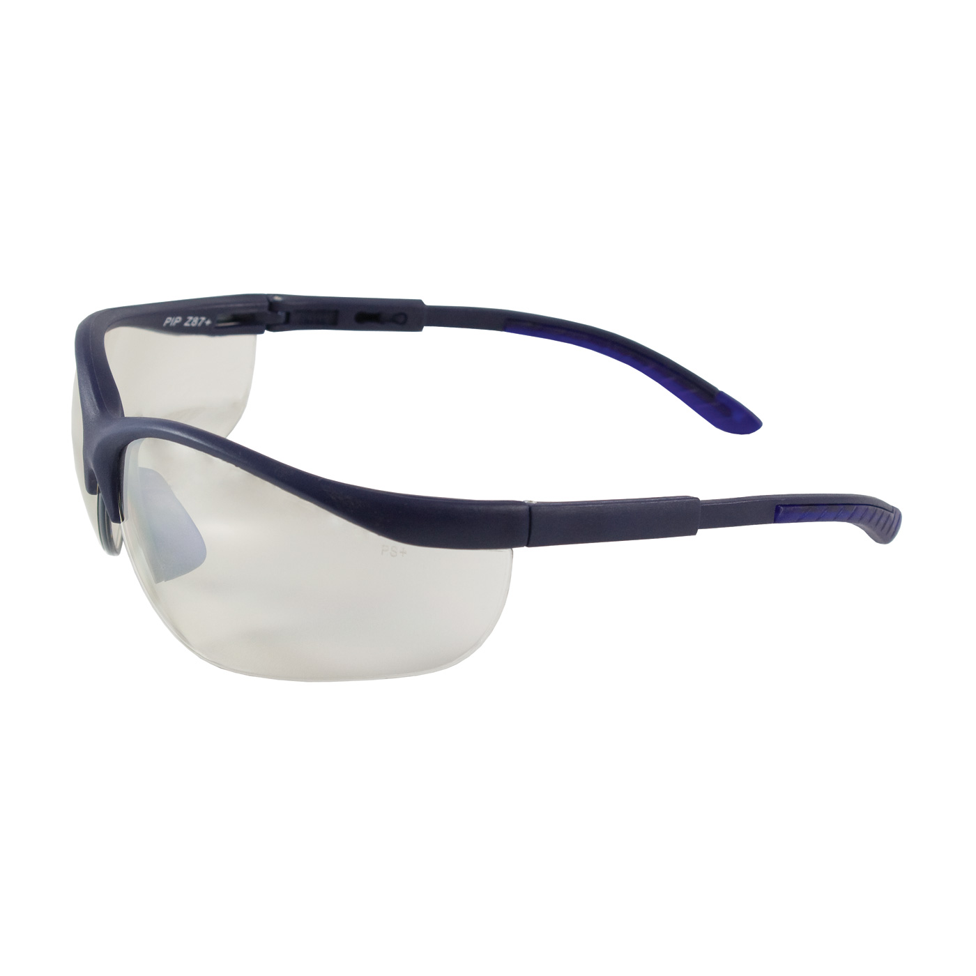 Semi-Rimless Safety Glasses with Blue Frame, I/O Lens and Anti-Scratch Coating, Blue, OS