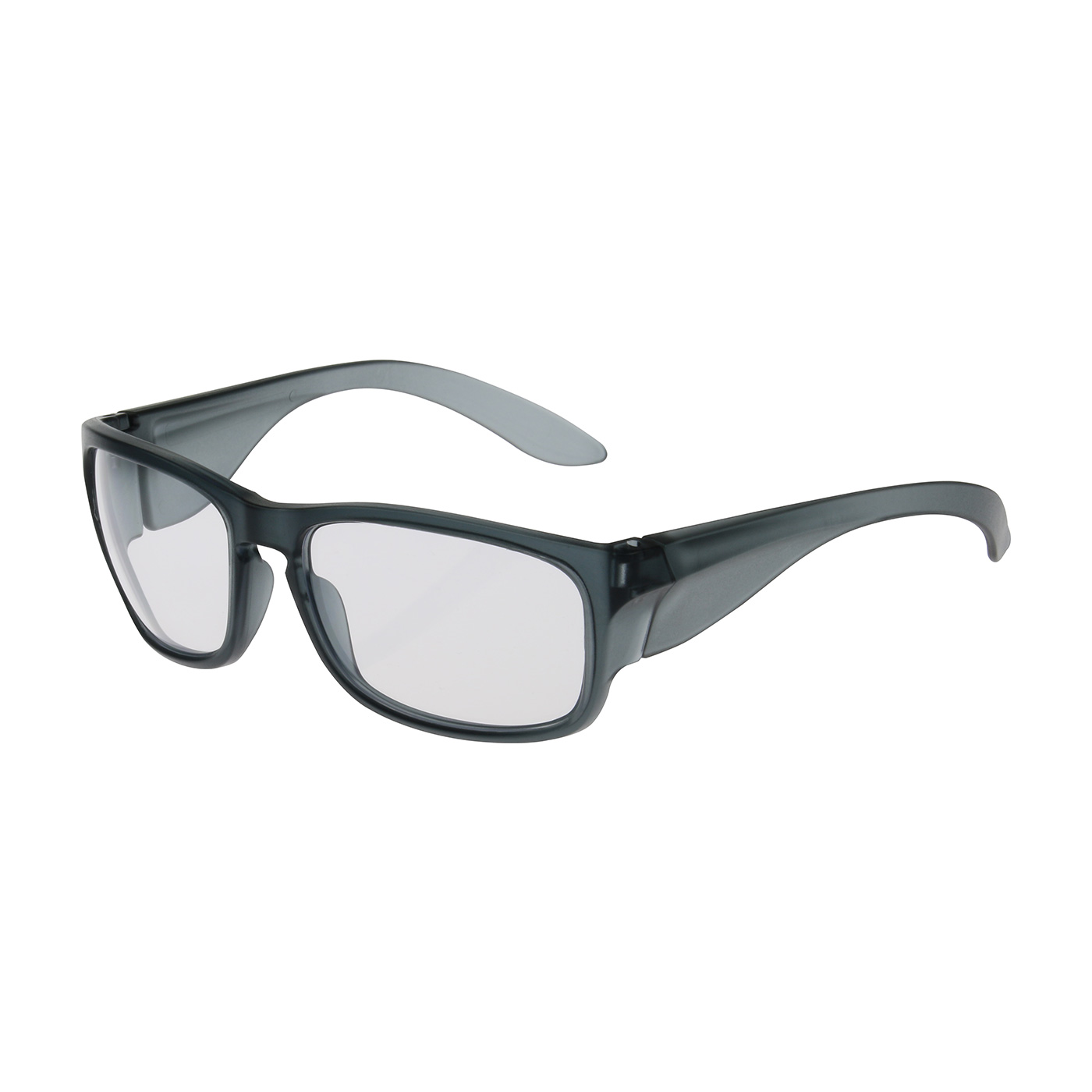 Full Frame Safety Glasses with Translucent Charcoal Frame, Clear Lens and Anti-Scratch / Anti-Fog Coating, Dark Gray, OS