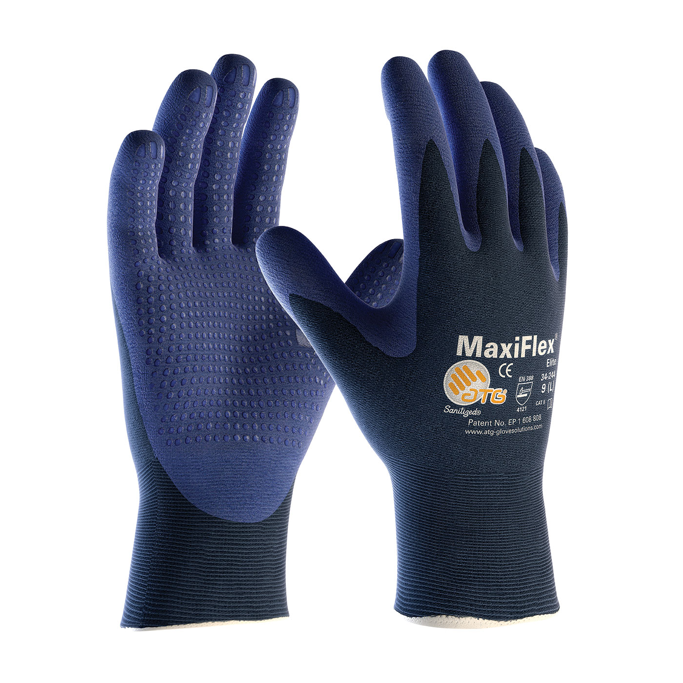 MaxiFlex® Elite™ Ultra Light Weight Seamless Knit Nylon Glove with Nitrile Coated MicroFoam Grip on Palm & Fingers - Micro Dot Palm