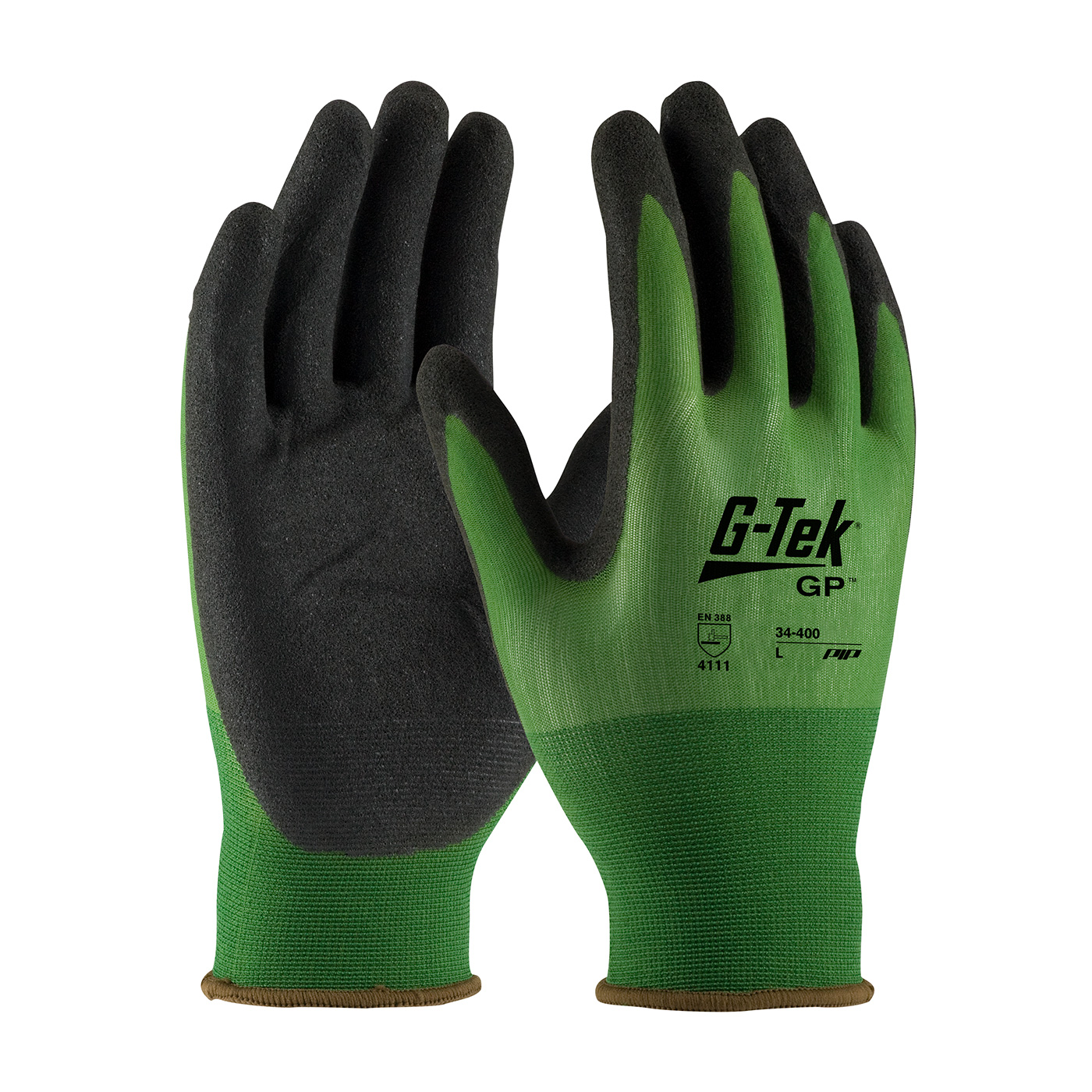 Seamless Knit Nylon Glove with Nitrile Coated MicroSurface Grip on Palm & Fingers - 18 Gauge, Green, M