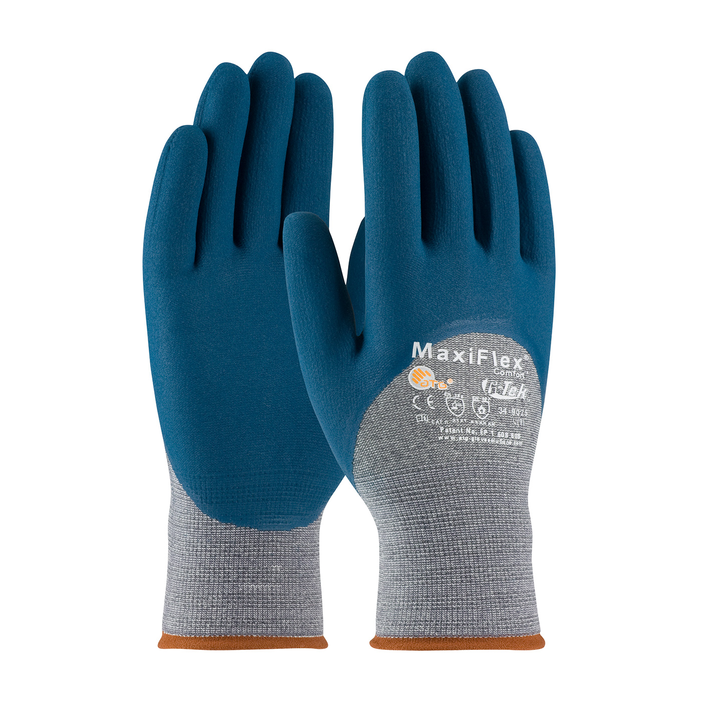 Seamless Knit Cotton / Nylon / Elastane Glove with Nitrile Coated MicroFoam Grip on Palm, Fingers & Knuckles, Gray, XS