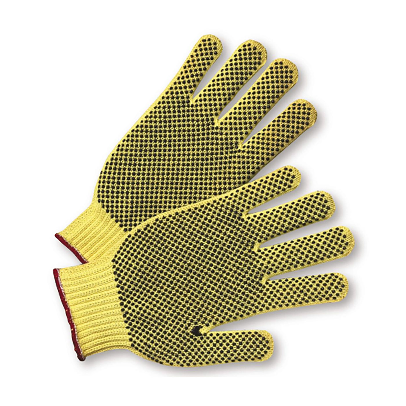 Seamless Knit Kevlar® / Cotton Plated Glove with Double-Sided PVC Dot Grip - Medium Weight, Yellow, L