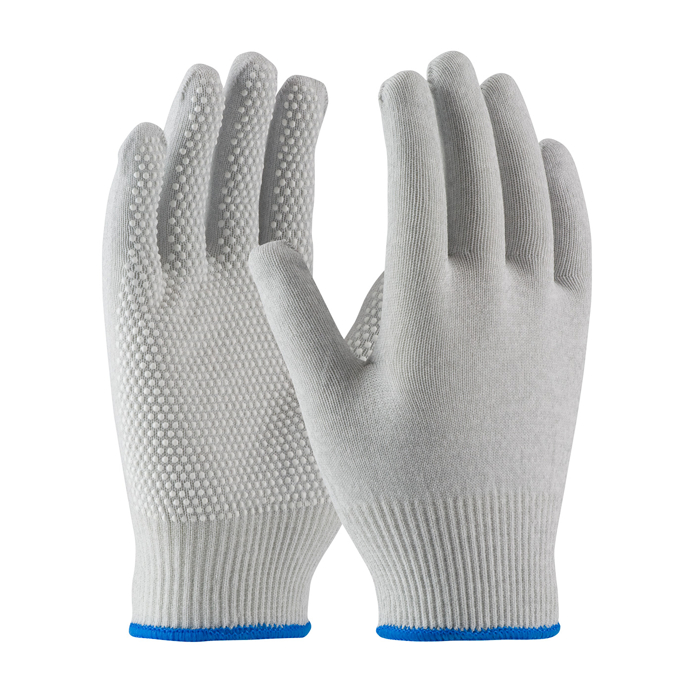 Seamless Knit Nylon / Carbon Fiber Electrostatic Dissipative (ESD) Glove with PVC Dot Grip, Gray, L