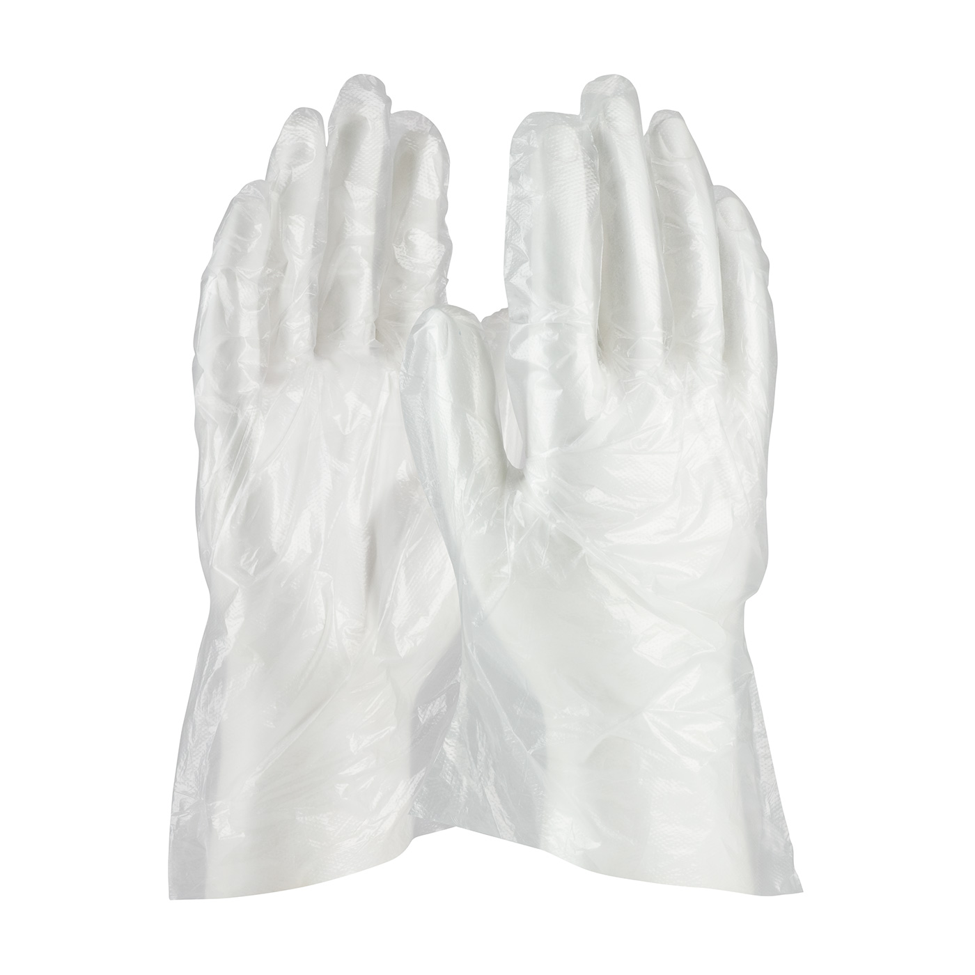 Food Grade Disposable Polyethylene Glove with Embossed Grip, Clear, L