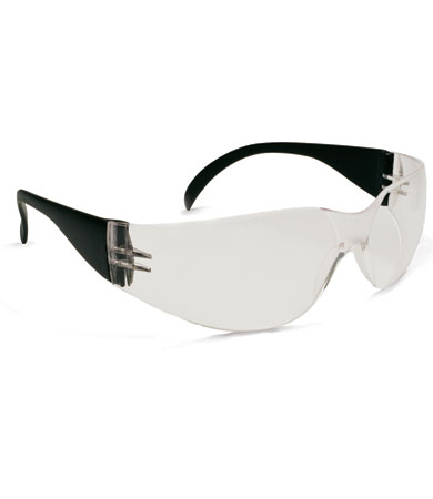 Rimless Safety Glasses with Black Temple, Clear Lens and Anti-Scratch / Anti-Fog Coating, Black, OS