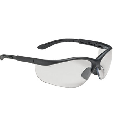 Semi-Rimless Safety Glasses with Black Frame, Clear Lens and Anti-Scratch / Anti-Fog Coating, Black, OS